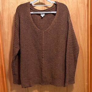 Cozy Casual Brown V-Neck Knit Sweater
